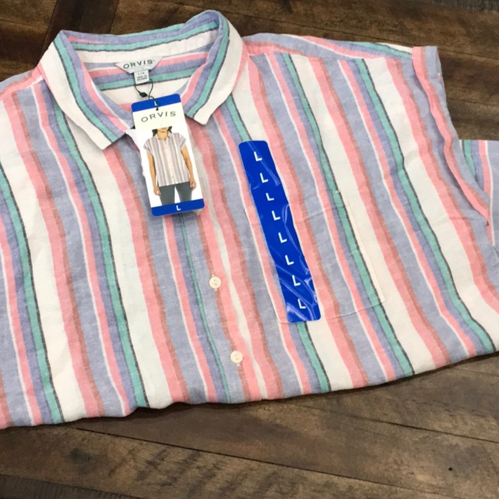 Orvis NWT Women’s Large Striped Shirt - Multicolor New Shortsleeve